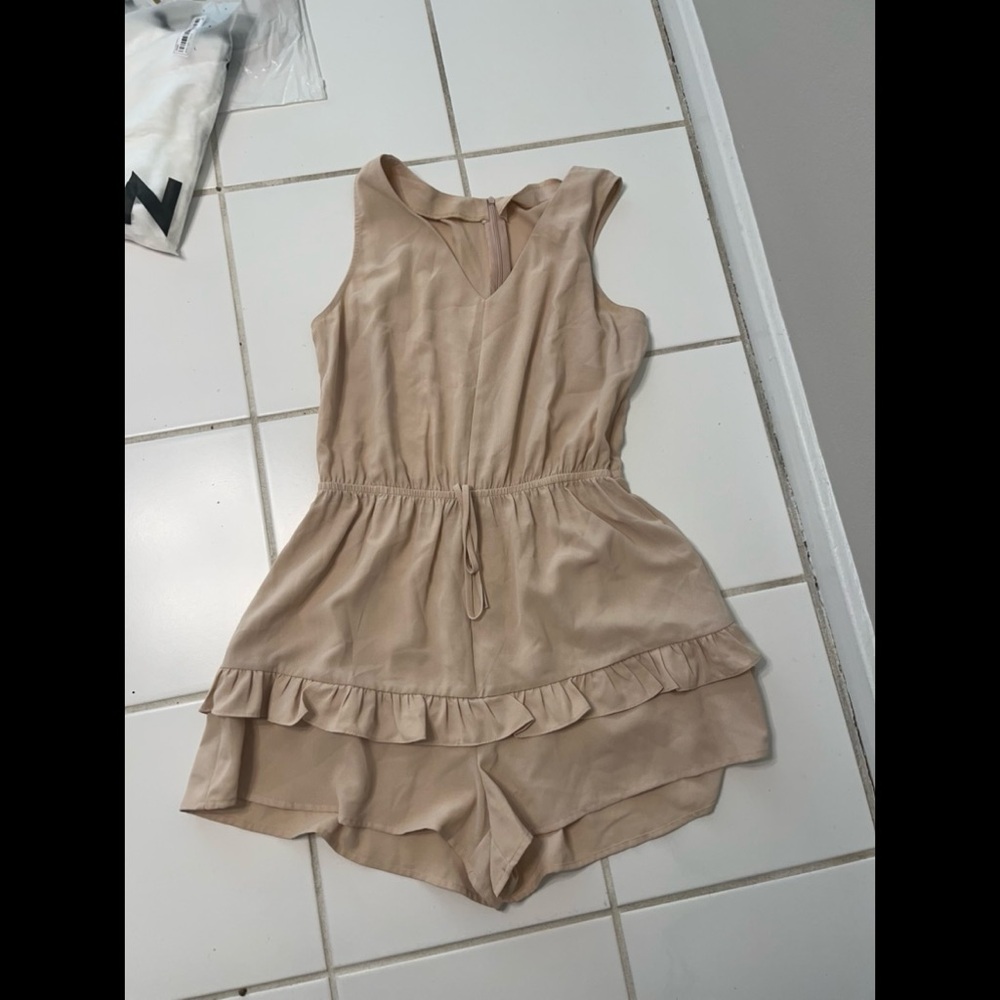 Tan Ruffle Romper